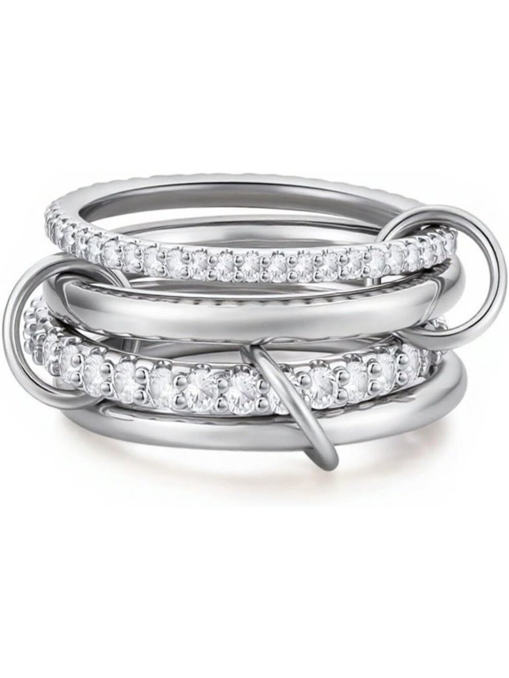 14K Gold Plated Stackable Rings Set for Women - Non-Tarnish, Two-Toned CZ